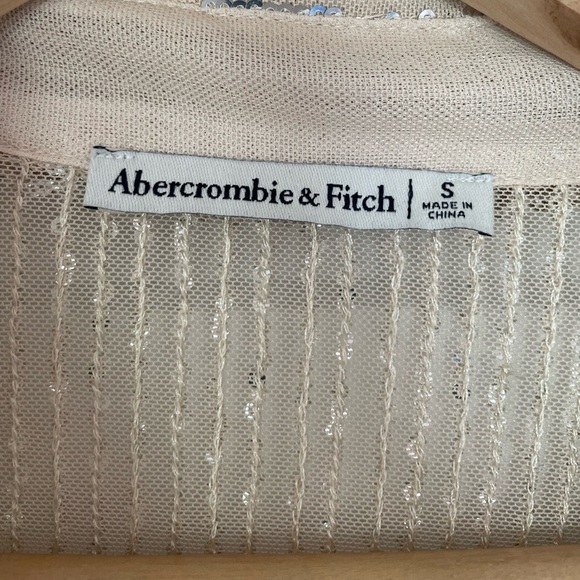 Abercrombie & Fitch Sequin Button Down Shirt, Gold/Champagne, small - Picture 3 of 7